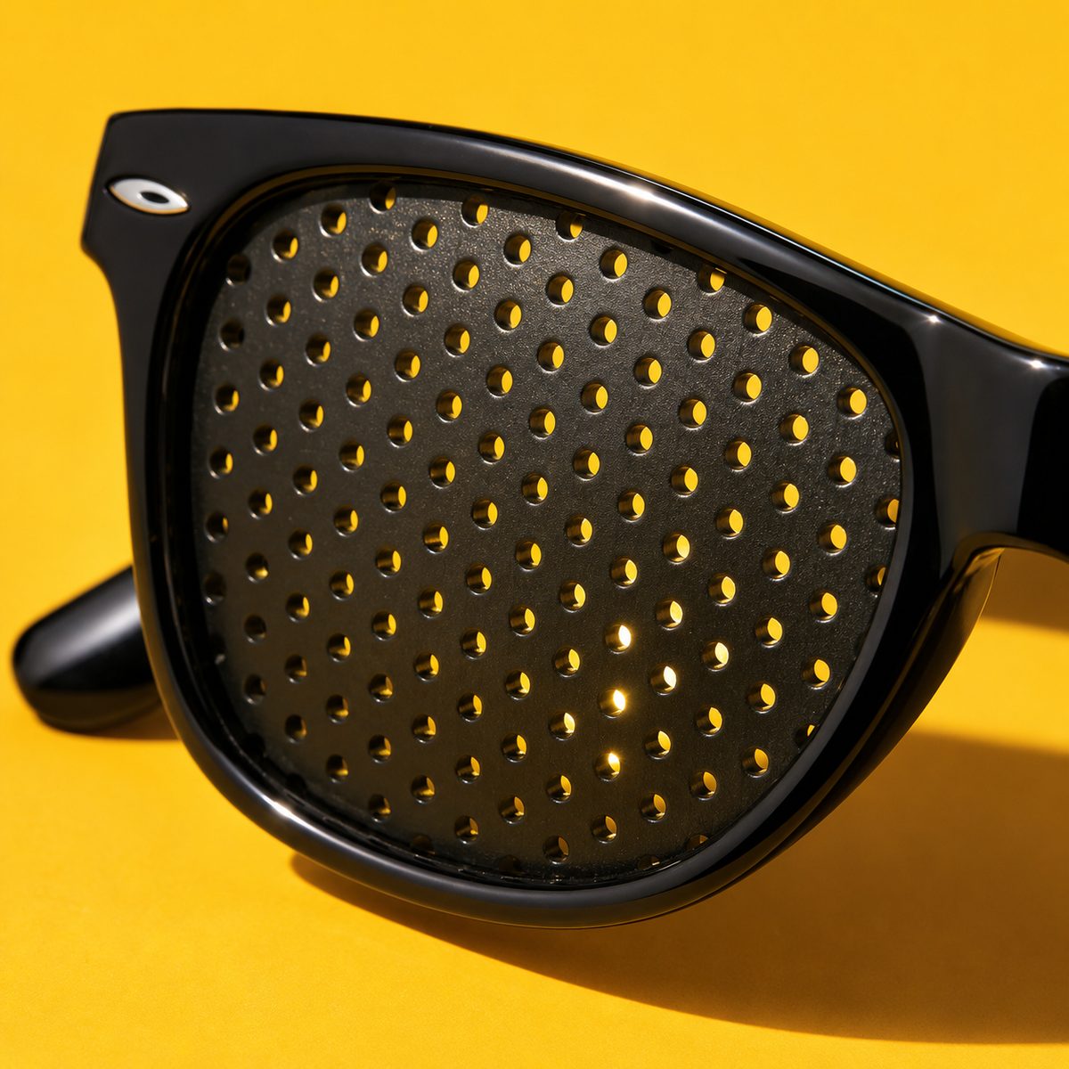 Close-up of the pinhole lens pattern with light glinting through